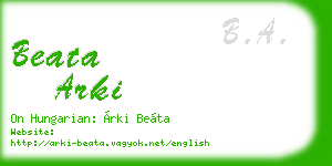 beata arki business card