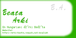 beata arki business card